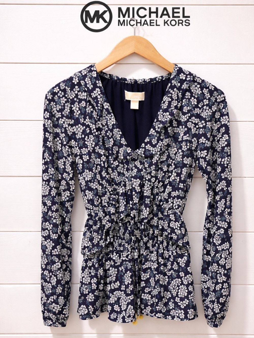 NWOT Michael Kors floral ruched blouse - XXS